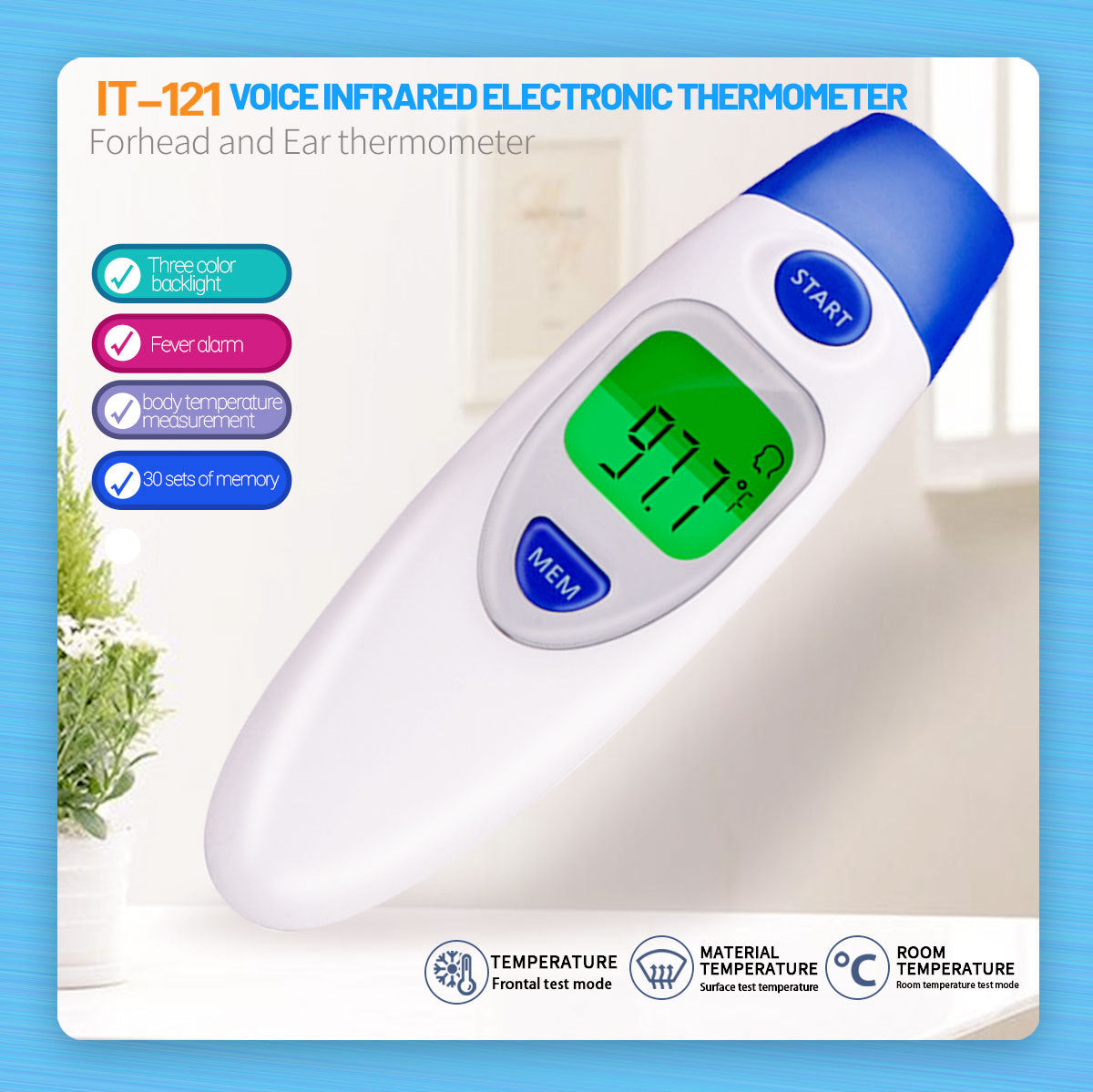Frontal and Ear Dual Use Thermometer - MediWillow Frontal and Ear Dual Use Thermometer